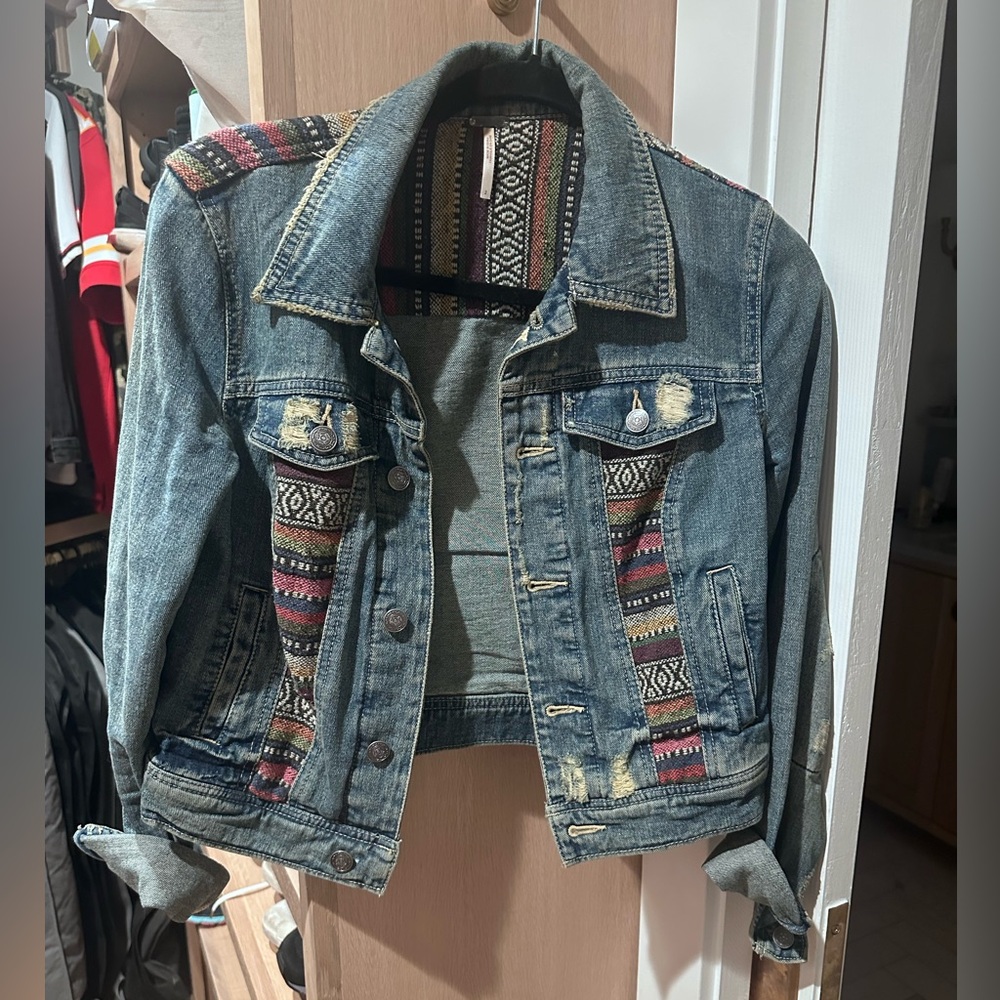 Free People Embroidered Jean Jacket (size 2)